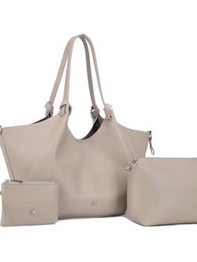 Ello Dawn Hush Taupe Vegan Leather 3‑Piece Convertible Tote Set